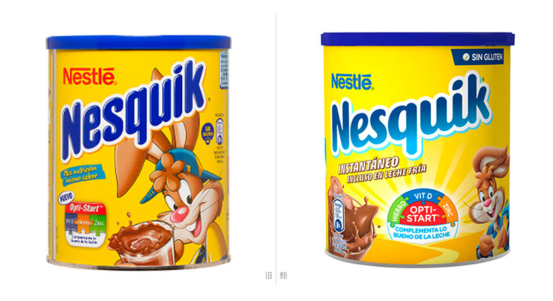 Nesquik速溶巧克力粉標(biāo)志，Nesquik速溶巧克力粉LOGO，Nesquik速溶巧克力粉品牌形象設(shè)計(jì)，雀巢品牌設(shè)計(jì)，巧克力品牌設(shè)計(jì)