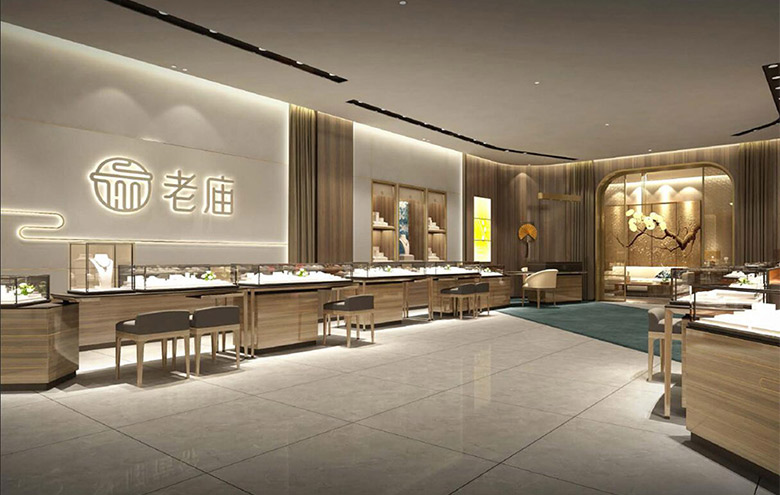 老廟黃金標志，老廟黃金LOGO，老廟黃金店面設(shè)計，老廟黃金品牌形象設(shè)計，黃金珠寶品牌設(shè)計