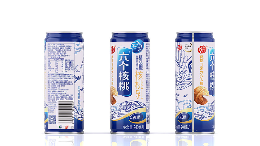 六個核桃標(biāo)志，六個核桃LOGO，六個核桃包裝，飲品包裝設(shè)計(jì)，飲品品牌設(shè)計(jì)