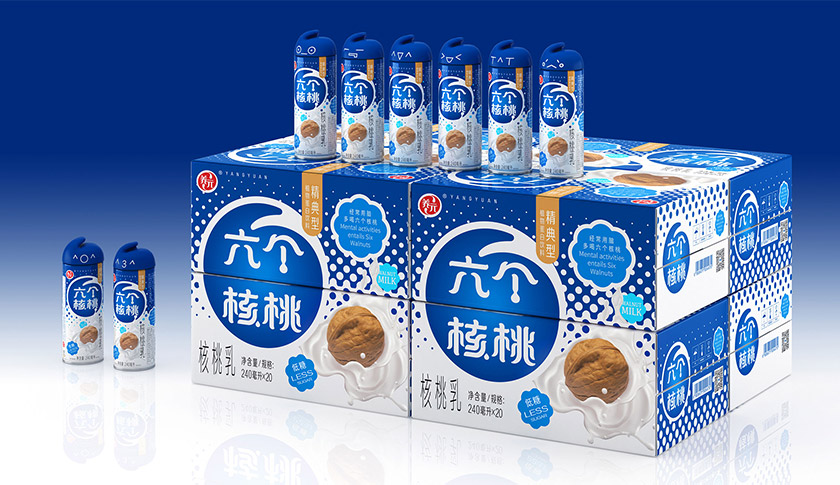 六個核桃標(biāo)志，六個核桃LOGO，六個核桃包裝，飲品包裝設(shè)計(jì)，飲品品牌設(shè)計(jì)